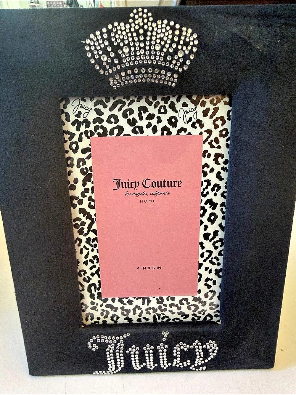 Juicy Couture Black Velour Rhinestone Crown Picture Frame